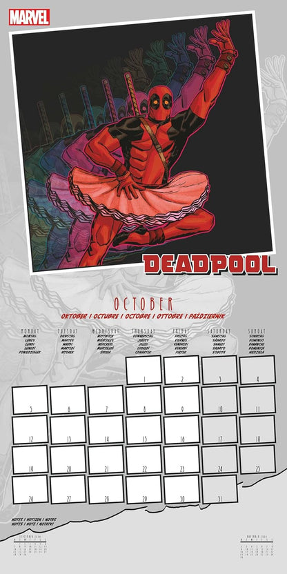 Calendario 2026 (Marvel Deadpool) da Muro/Parete 30X30 con Gadget + Poster da Parete in Regalo - Licenza ufficiale