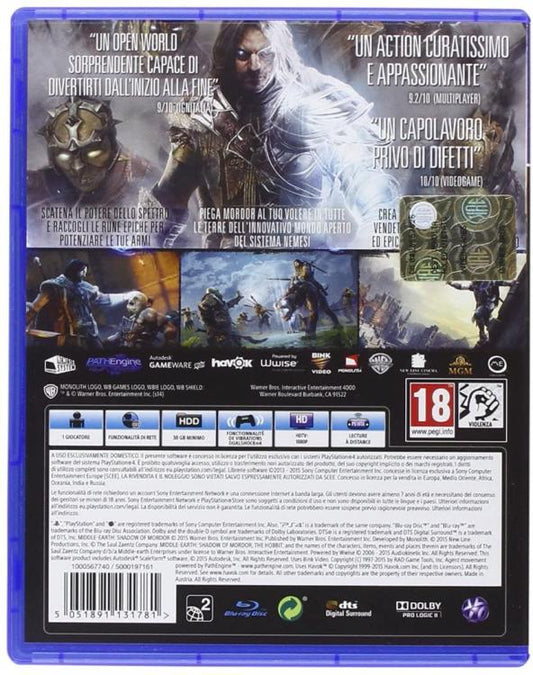 La Terra Di Mezzo L' Ombra Di Mordor Goty Ps4 Gioco Play Station 4 Eu Italiano