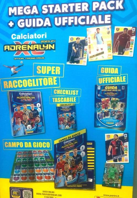 CALCIATORI PANINI ADRENALYN XL 2023-2024 MEGA PACK ALBUM + 5 BUSTINE 30 CARD