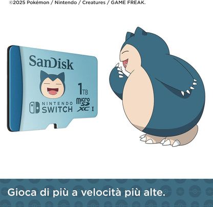 Nintendo Switch Sandisk Microsdxc 1Tb Memoria Micro Sd Scheda Pokemon Snorlax