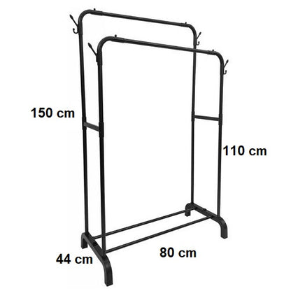 Stender Stand Doppio Appendiabiti Attaccapanni Scarpiera Guardaroba Metallo Nero