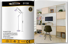 Lampada A Piantana Da Terra Braccio Orientabile Luce Lettura Metallo Bianco|D15B
