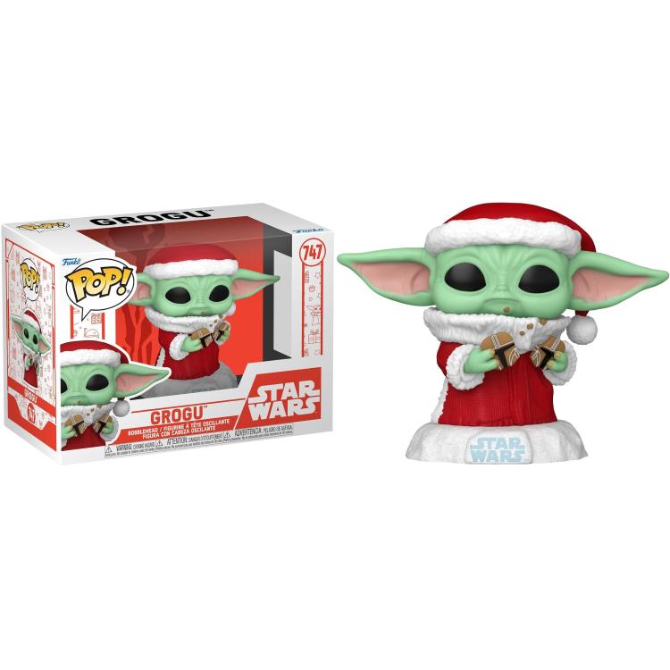 Funko Pop ! Mando Holiday - Star Wars (747) Grogu - Vinyl Figure 9Cm Christmast