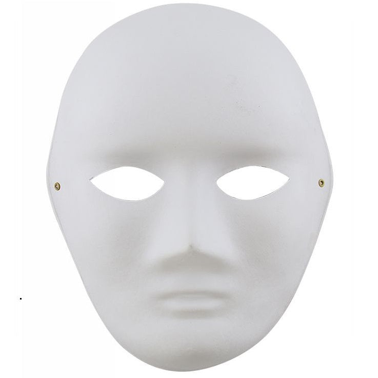 Maschera Bianca Viso Intero In Carta Per Dipengere Carnevale Teatrale Uomo Donna