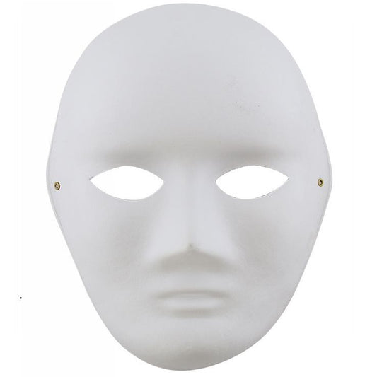 Maschera Bianca Viso Intero In Carta Per Dipengere Carnevale Teatrale Uomo Donna