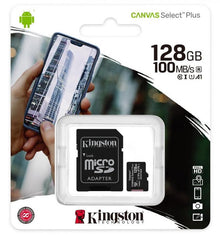 Kingston Micro Sd 128Gb + Adattatore Canvas Plus Sdcs2 Classe 10 100Mb/S