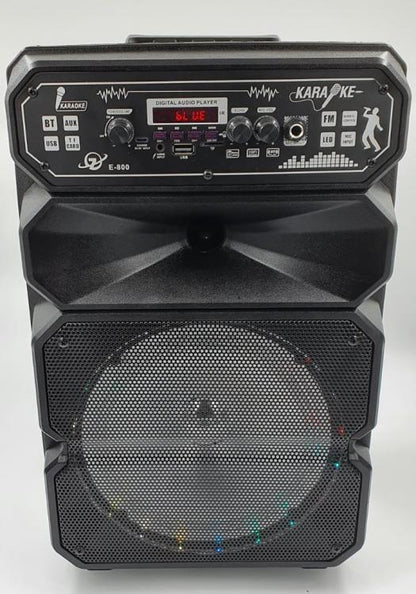 CASSA KARAOKE LED AMPLIFICATA TROLLEY BLUETOOTH USB SD CON MICROFONO TELECOMANDO