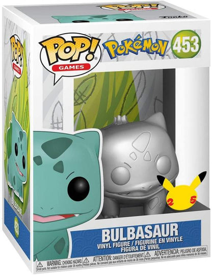 Funko Pop ! Games Pokemon (453) Bulbasaur Silver Metallic Vinyl Figure Statuetta