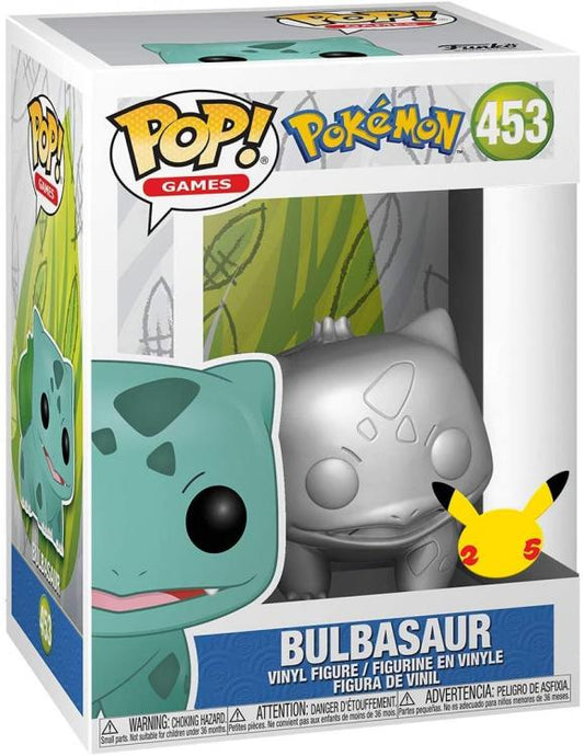 Funko Pop ! Games Pokemon (453) Bulbasaur Silver Metallic Vinyl Figure Statuetta
