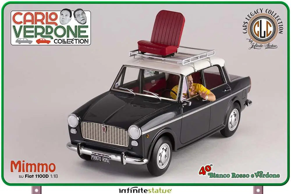 Infinite - Carlo Verdone Mimmo Su Fiat 1100 1/18 Resin Car - Figure Bianco Rosso e Verdone Figure