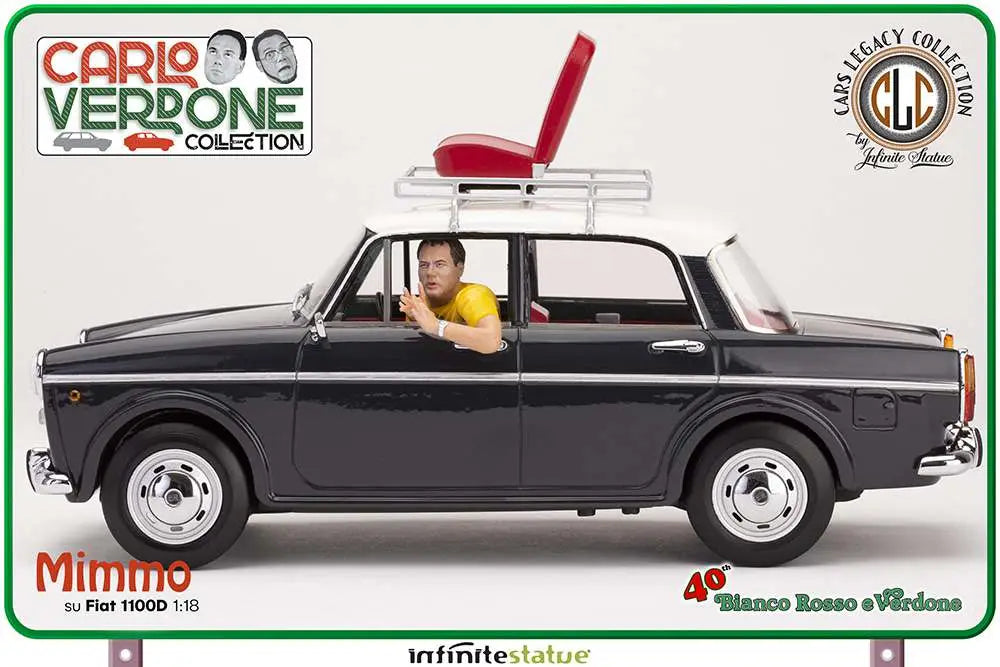 Infinite - Carlo Verdone Mimmo Su Fiat 1100 1/18 Resin Car - Figure Bianco Rosso e Verdone Figure