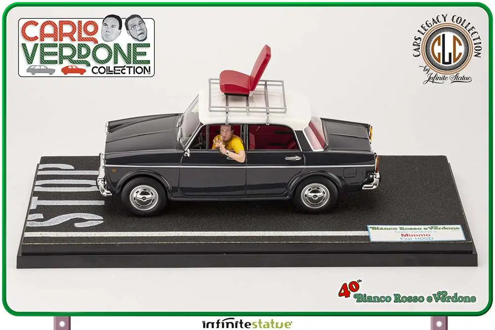Infinite - Carlo Verdone Mimmo Su Fiat 1100 1/18 Resin Car - Figure Bianco Rosso e Verdone Figure
