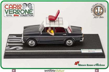 Infinite - Carlo Verdone Mimmo Su Fiat 1100 1/18 Resin Car - Figure Bianco Rosso e Verdone Figure