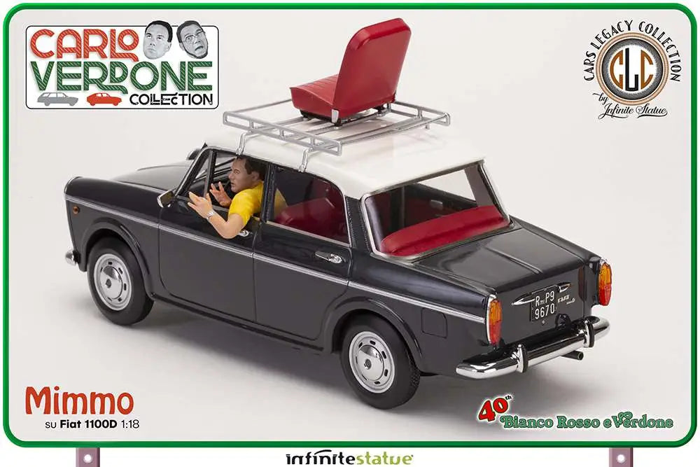 Infinite - Carlo Verdone Mimmo Su Fiat 1100 1/18 Resin Car - Figure Bianco Rosso e Verdone Figure