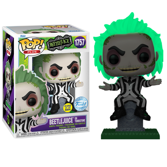 Funko Pop ! Plus - Beetlejuice (1757) Beertlejuice On Tombstone Special Glow 9Cm