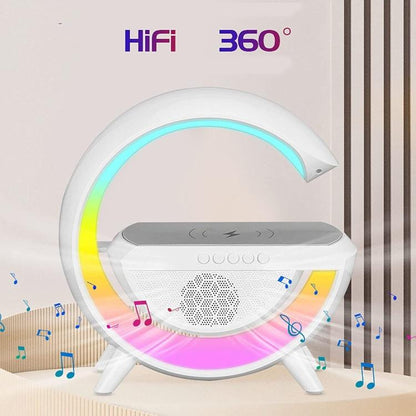 Lampada Rgb E Ricarica Wireless Smartphone Radio Speaker Bluetooth Ricaricabile