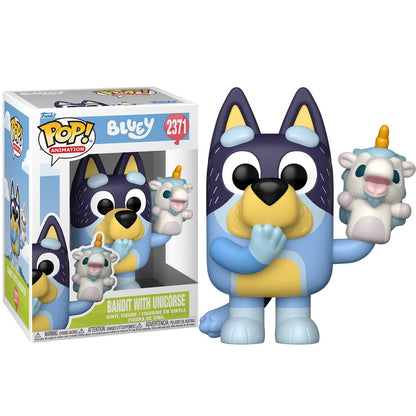 Funko Pop ! Animation Bluey - (2371)  Bandit w/Unicorse - Figure Papà 9Cm (PREORDER)