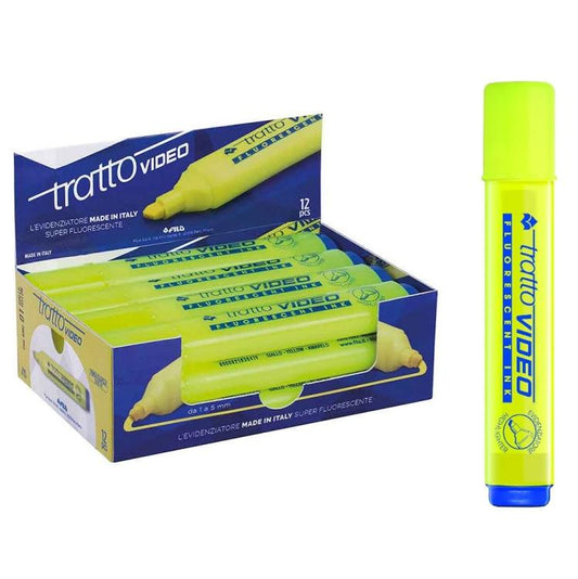 CONF. 12 PZ EVIDENZIATORE FLUORESCENTE TRATTO VIDEO GIALLO PENNARELLO UFFICIO PC