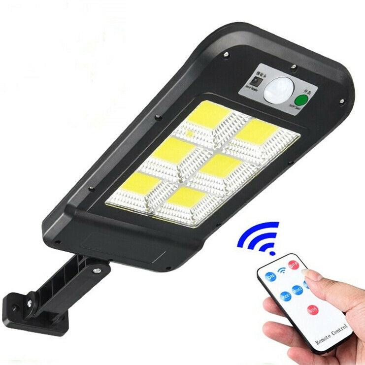 Faretto Lampione Solare 150 Led Cob Da Esterno A Parete Con Sensore Telecomando