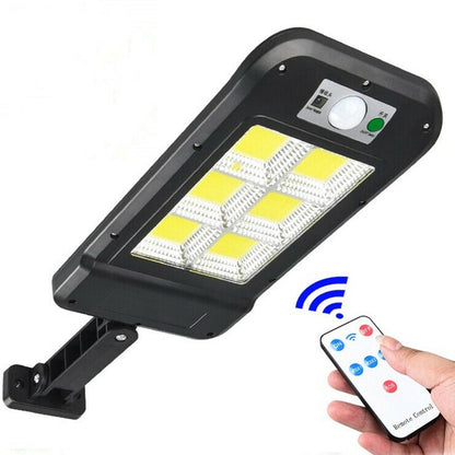 Faretto Lampione Solare 150 Led Cob Da Esterno A Parete Con Sensore Telecomando