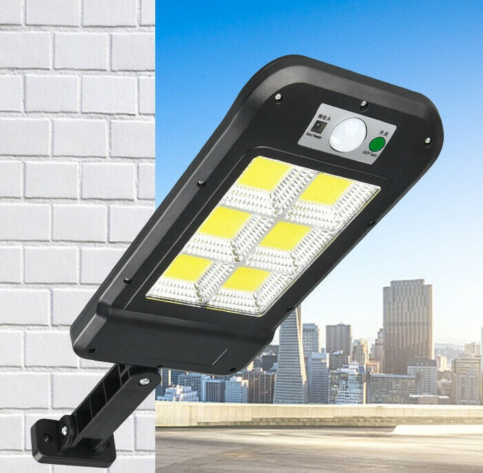 Faretto Lampione Solare 150 Led Cob Da Esterno A Parete Con Sensore Telecomando