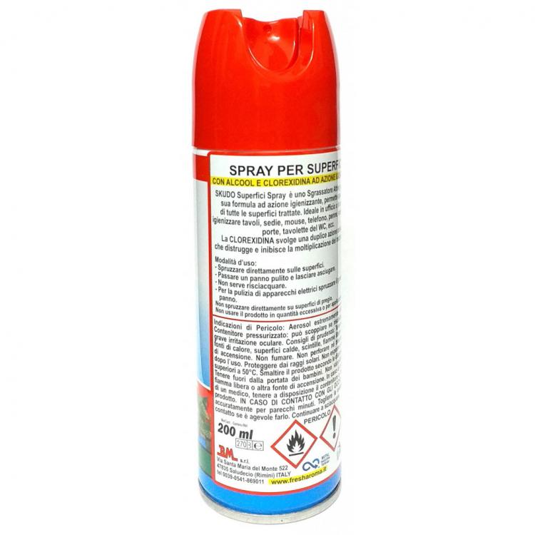 6 SKUDO SPRAY SUPERFICI CON ALCOOL CLOREXIDINA SGRASSATORE IGIENIZZANTE AMBIENTI