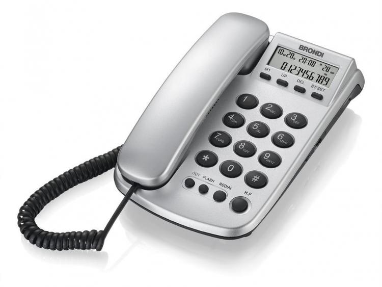 BRONDI TELEFONO FISSO OFFICE SILVER VIVAVOCE HOTEL CASA PER ANZIANI TASTI GRANDI