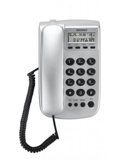 BRONDI TELEFONO FISSO OFFICE SILVER VIVAVOCE HOTEL CASA PER ANZIANI TASTI GRANDI