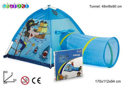 Tenda Pirati Igloo Per Bambini + Tunnel Pieghevole Tubo Giochi Casetta Giardino