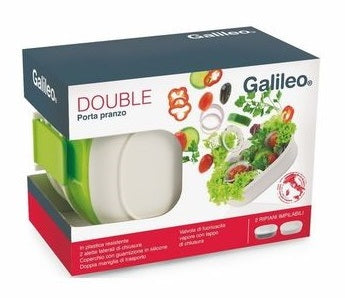 Galileo Portavivande Ovale 2 Ripiani Verde/Bianco Contenitore Portapranzo