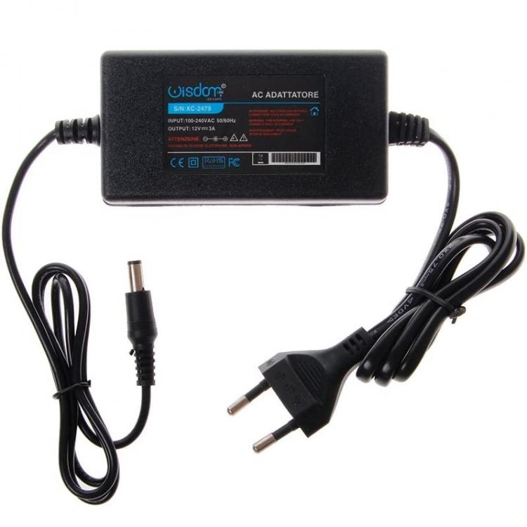ALIMENTATORE STABILIZZATO 12V 5A TRASFORMATORE SPINA 220V TELECAMERA STRISCE LED