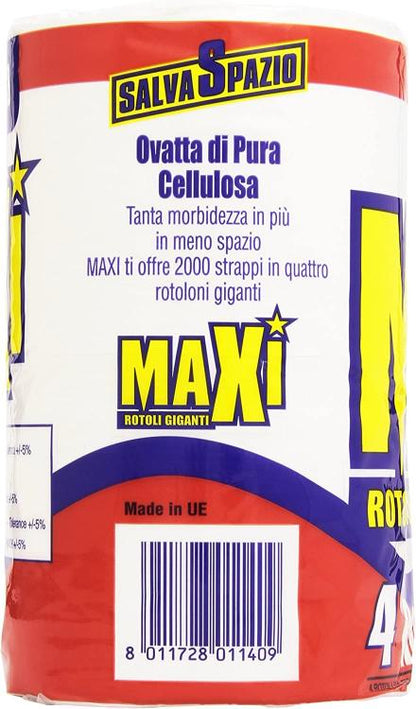 Maxi Carta Igienica Confezione Da 12Pz Ovatta Di Pura Cellulosa Doppio Velo Wc
