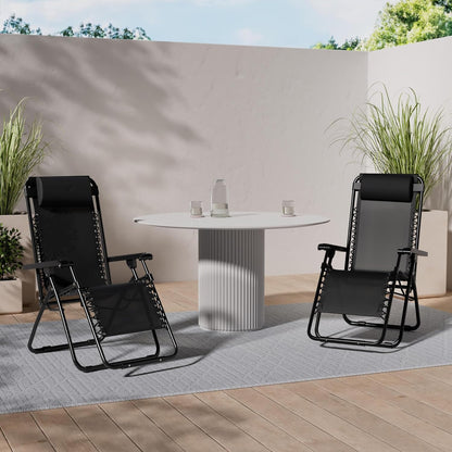 Sedia Sdraio da Giardino Pieghevole Poltrona Reclinabile Zero Gravity Relax Salvaspazio Tessuto in Textilene (Nero)