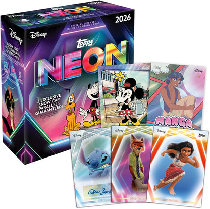 Topps Neon Disney 2026 Mega Box Card Collezionabili 50 Carte Ufficiali - 10 Buste TCG