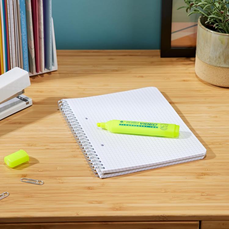 Evidenziatore Fluorescente Tratto Video Giallo Pennarello Punta Scalpello Office