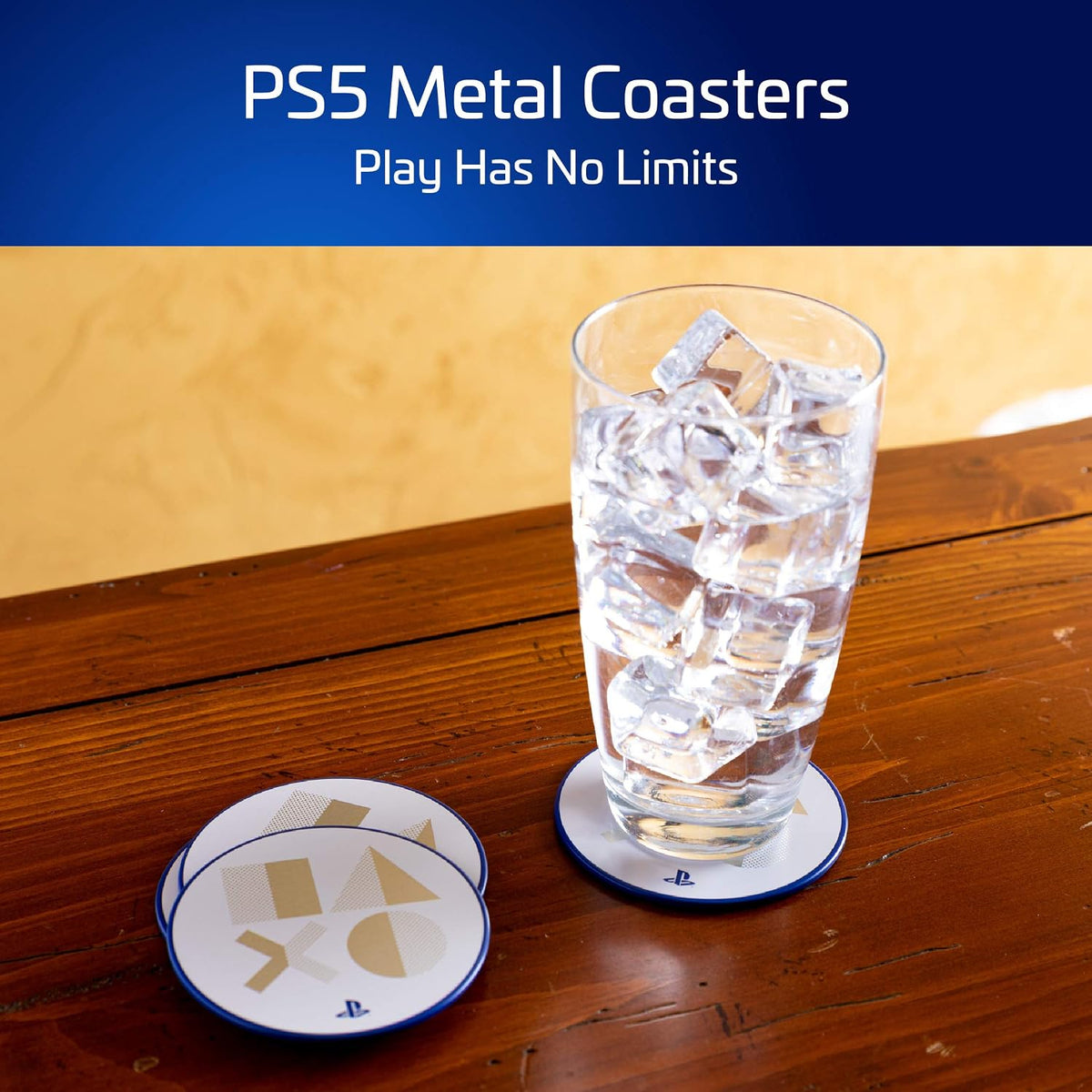 Paladone Playstation Metal Coasters Sottobicchieri In Metallo PS5 - Tinplate Ufficiale