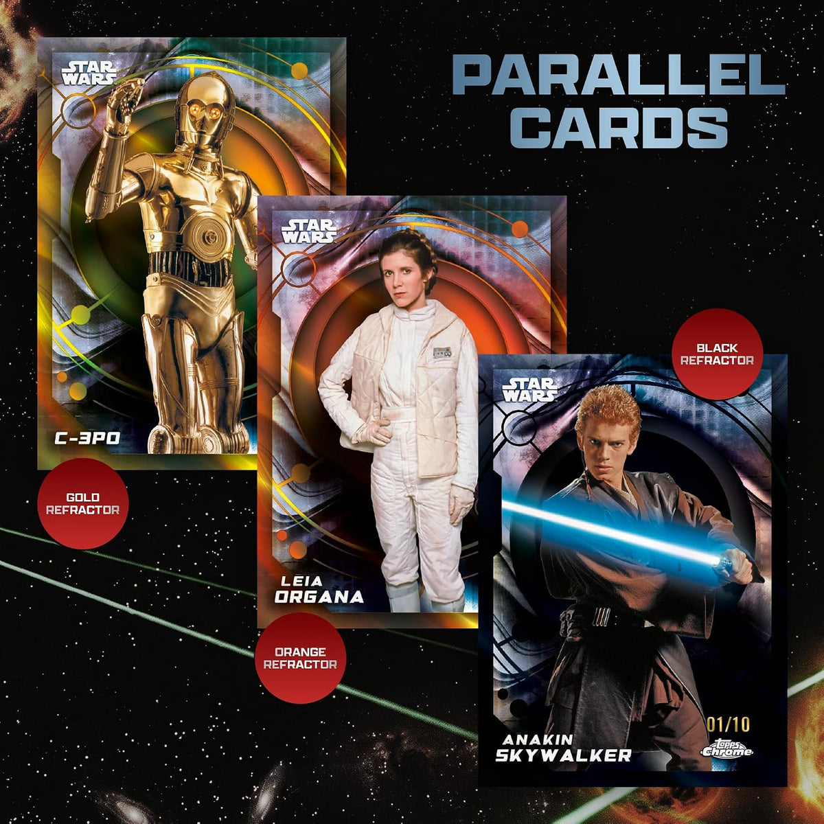Topps Chrome - Star Wars Value Box 2026 Card Collezionabili 32 Carte Ufficiali - 8 Buste TCG