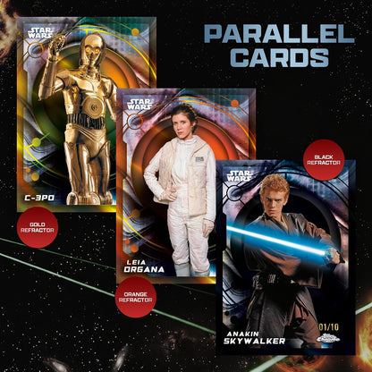 Topps Chrome - Star Wars Value Box 2026 Card Collezionabili 32 Carte Ufficiali - 8 Buste TCG