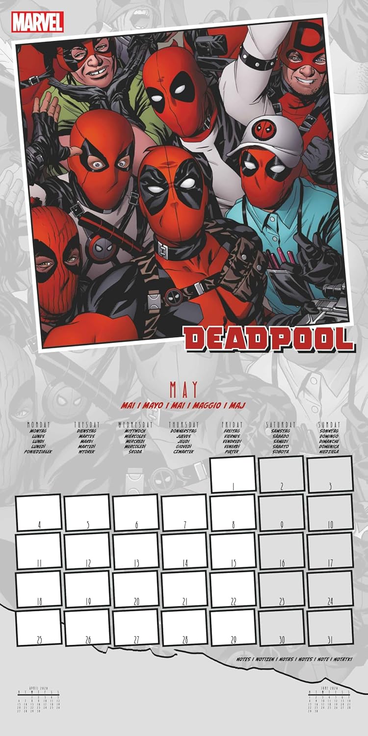 Calendario 2026 (Marvel Deadpool) da Muro/Parete 30X30 con Gadget + Poster da Parete in Regalo - Licenza ufficiale
