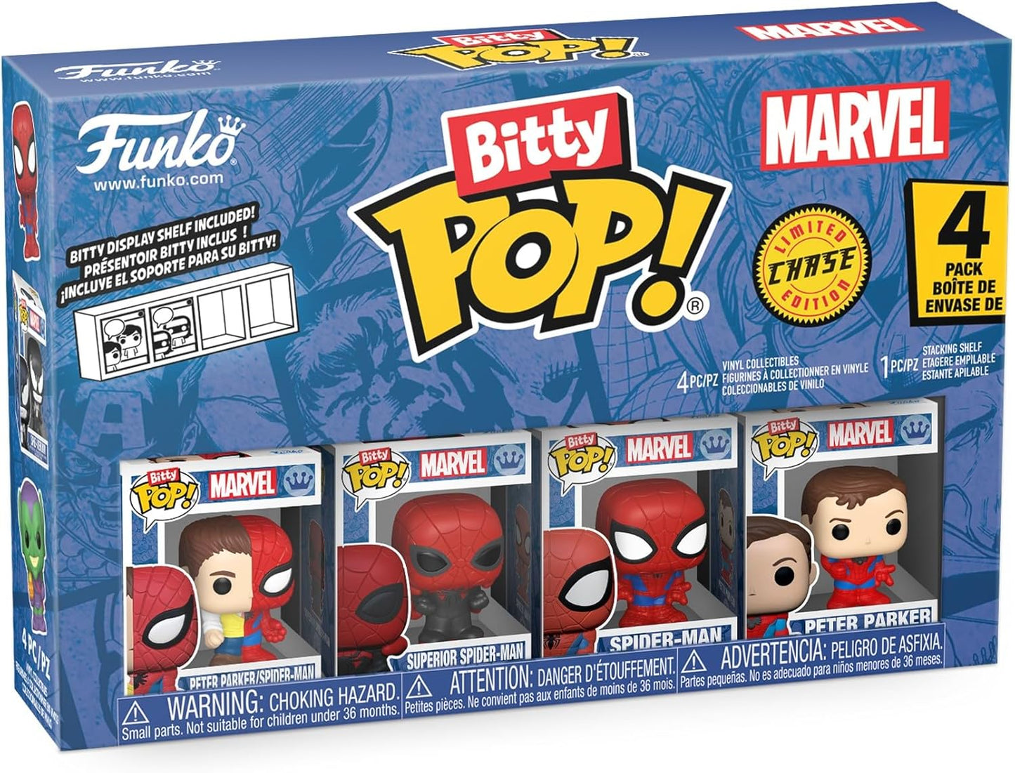 Funko Bitty Pop! Marvel Spiderman 4 Pack Peter Parker/Spiderman Limited Chase