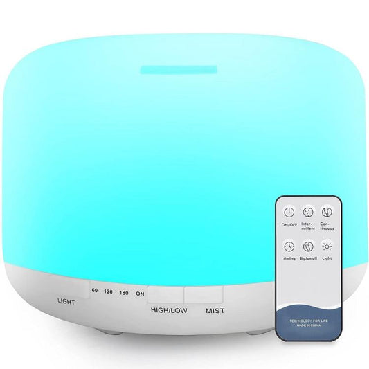 DIFFUSORE OLI AROMI UMIDIFICATORE AROMATERAPIA 500ML LAMPADA LED CON TELECOMANDO
