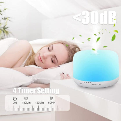 DIFFUSORE OLI AROMI UMIDIFICATORE AROMATERAPIA 500ML LAMPADA LED CON TELECOMANDO