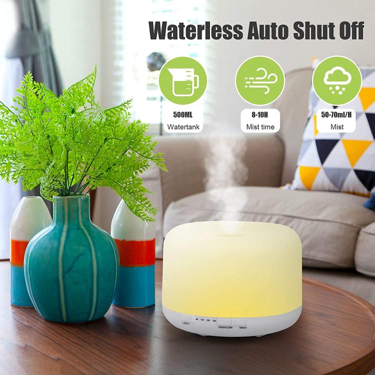 DIFFUSORE OLI AROMI UMIDIFICATORE AROMATERAPIA 500ML LAMPADA LED CON TELECOMANDO