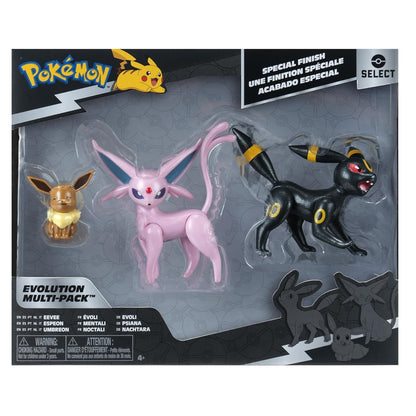 Jazwares - Pokemon Select Evolution Multi-Pack (Eevee, Umbreon, Espeon) - Vinyl Action Figure Statuetta 12 Cm in Vinile da Collezione