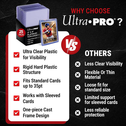 Ultra Pro Platinum Toploader  3” x 4” Ultra Clear – 25 Protezioni Rigide per Carte