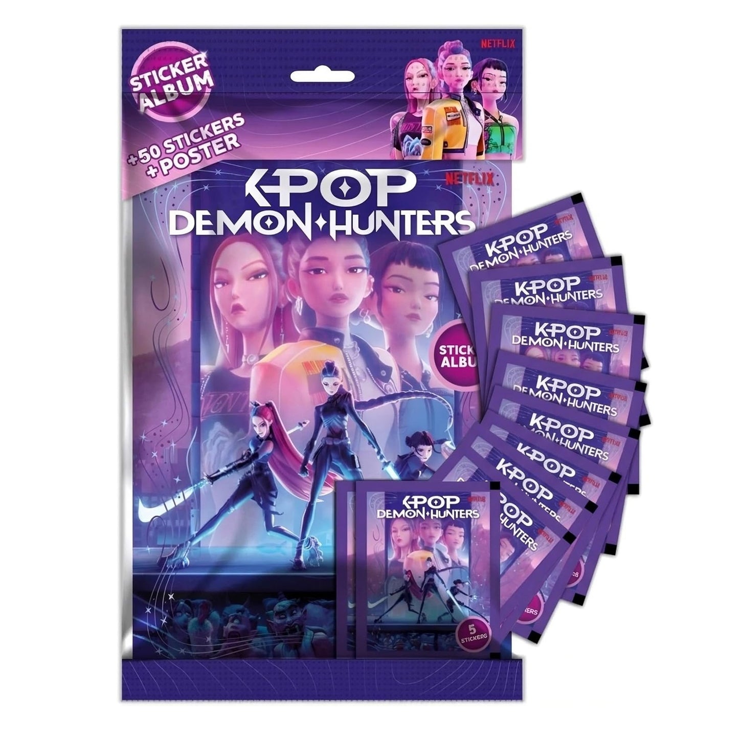 KPop DEMON HUNTERS Album + 10 Bustine di Figurine + Poster - Premium Starter Pack