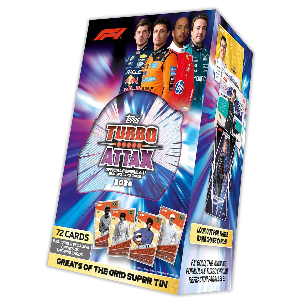 Topps Formula 1 2026 Turbo Attax - Super Tin F1 - Greats of the Grid 72 Carte TCG - Da Collezione