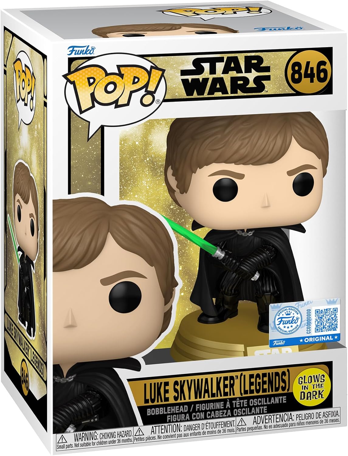 Funko Pop! Star Wars (846) Luke Skywalker (Legends) Special Edition (Glow In The Dark) Bobblehead Vinyl Figure 9cm