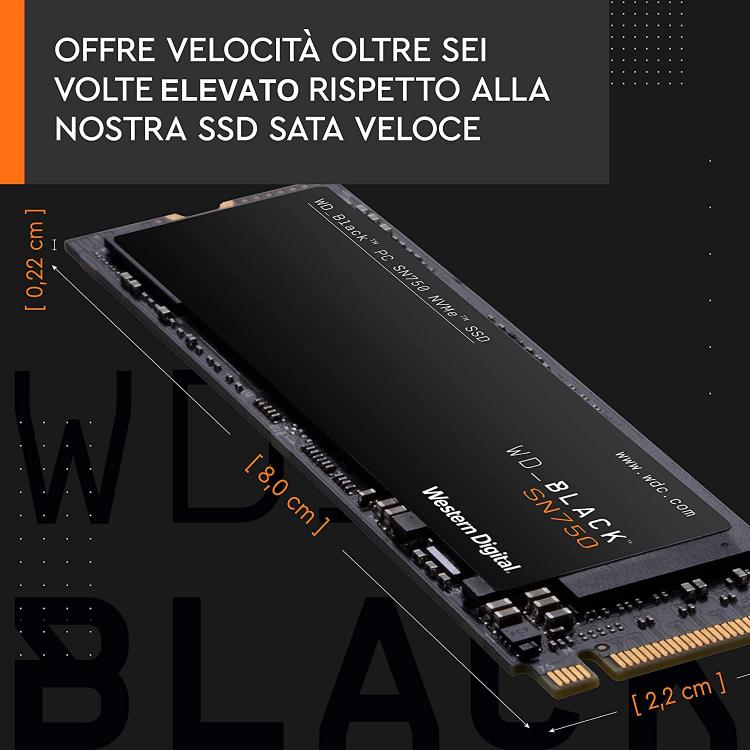 Western Digital Ssd Interno Gaming 500Gb Sn750 M.2 Wd Black Pcie Nvme 3.0
