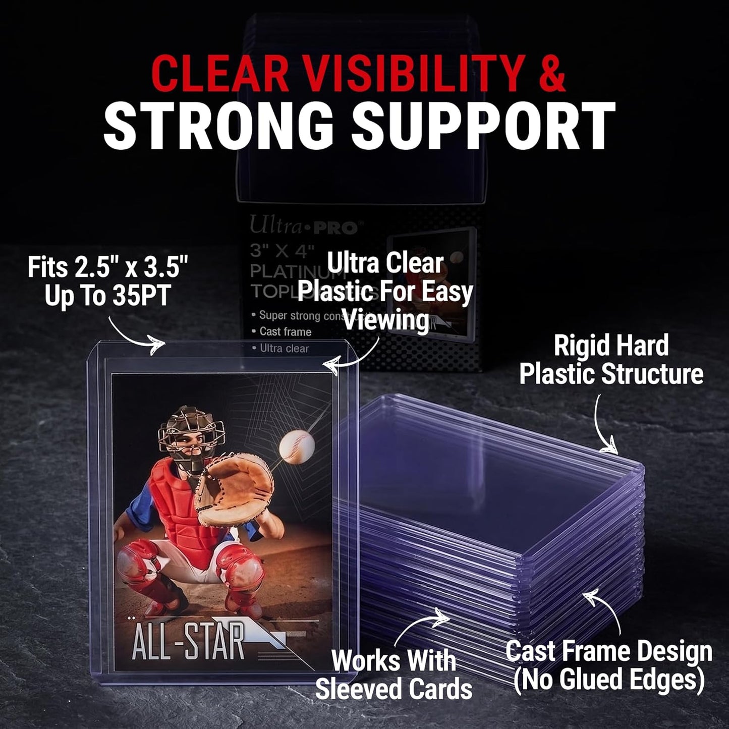 Ultra Pro Platinum Toploader  3” x 4” Ultra Clear – 25 Protezioni Rigide per Carte